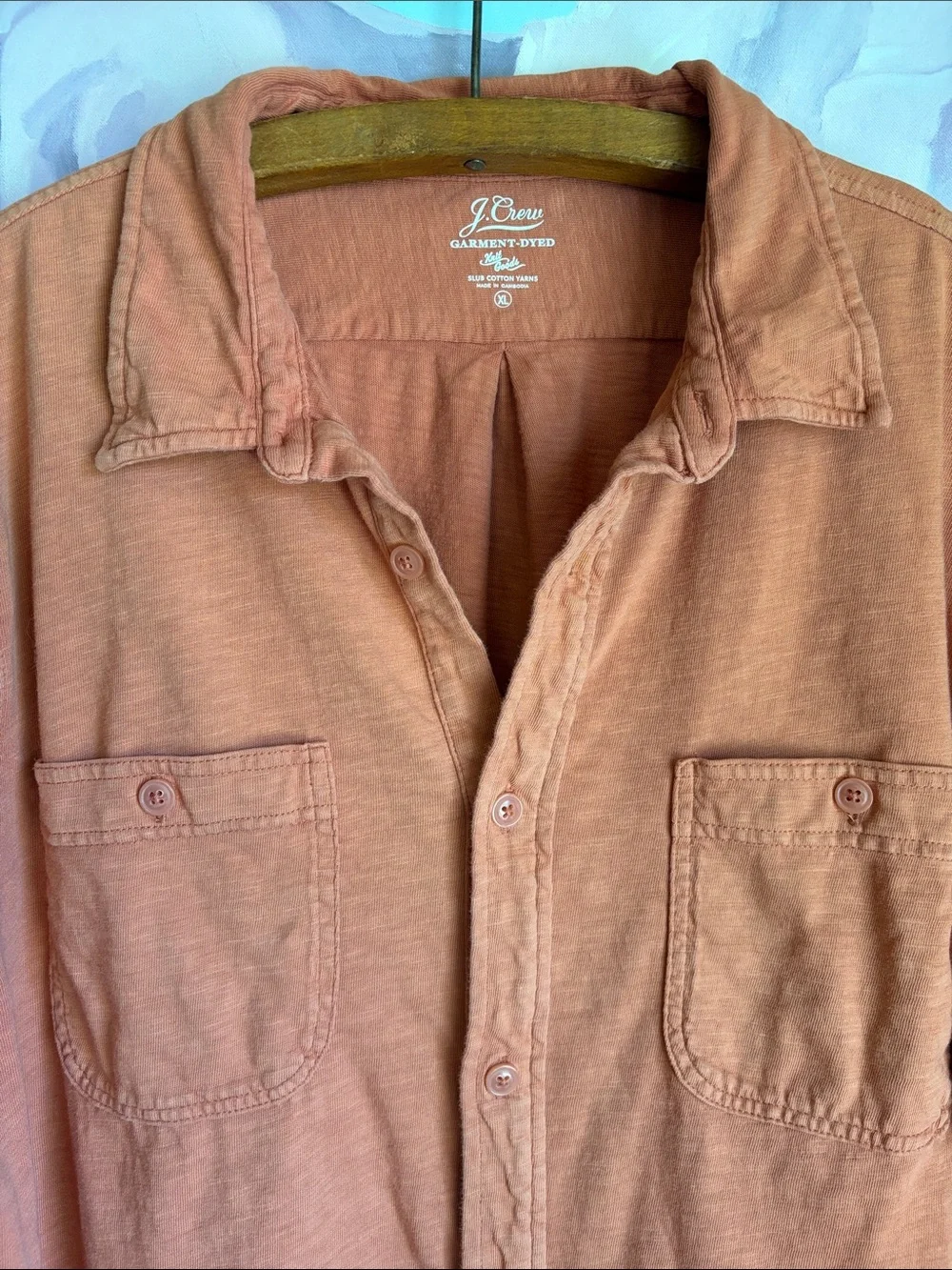 J. Crew Garment Dyed Knit Soft Slub Cotton Shirt, Size XL
